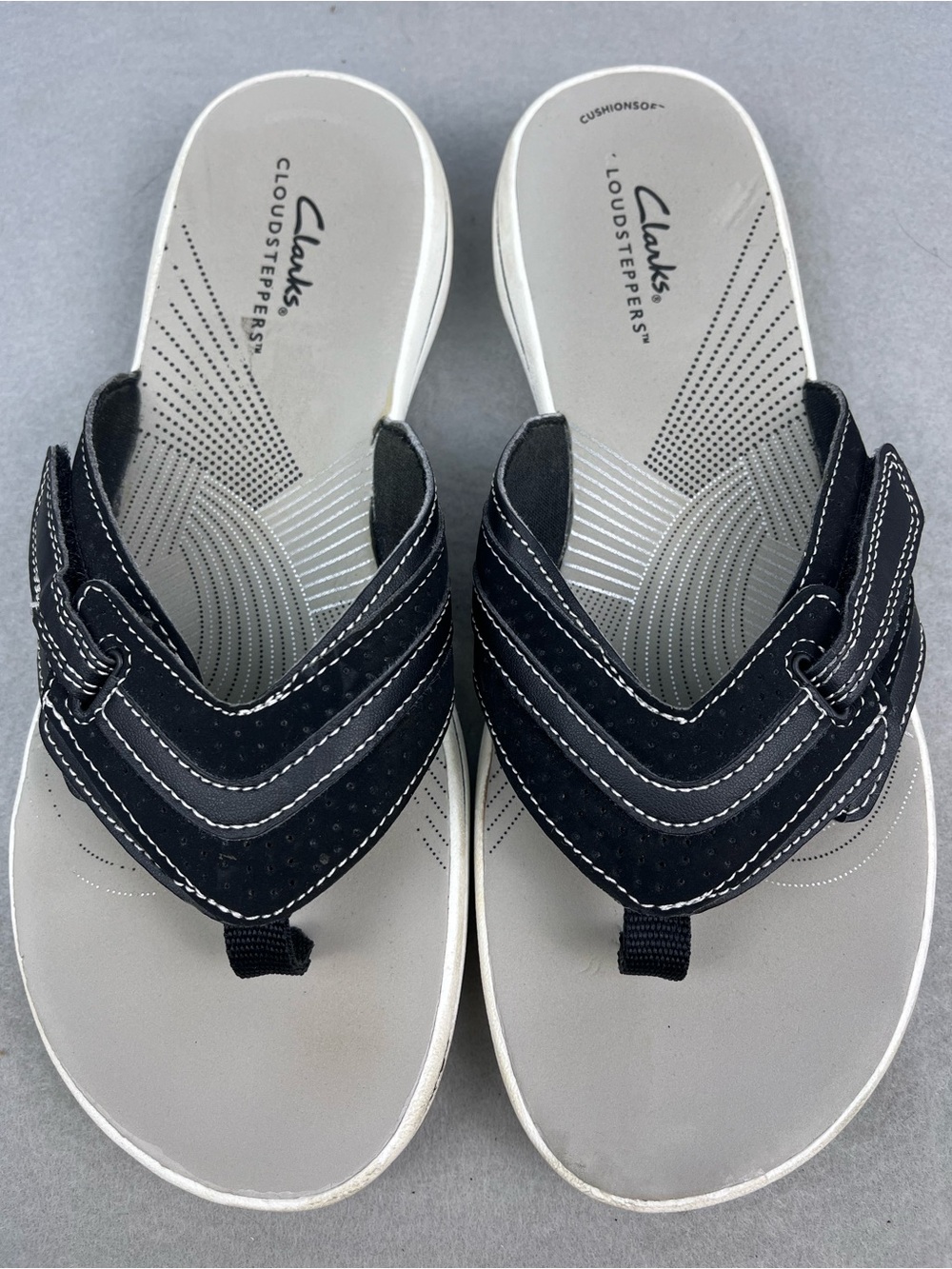 Clarks Women's Brinkley Jazz Flip Flops Sandals Cloudsteppers Black Size 8